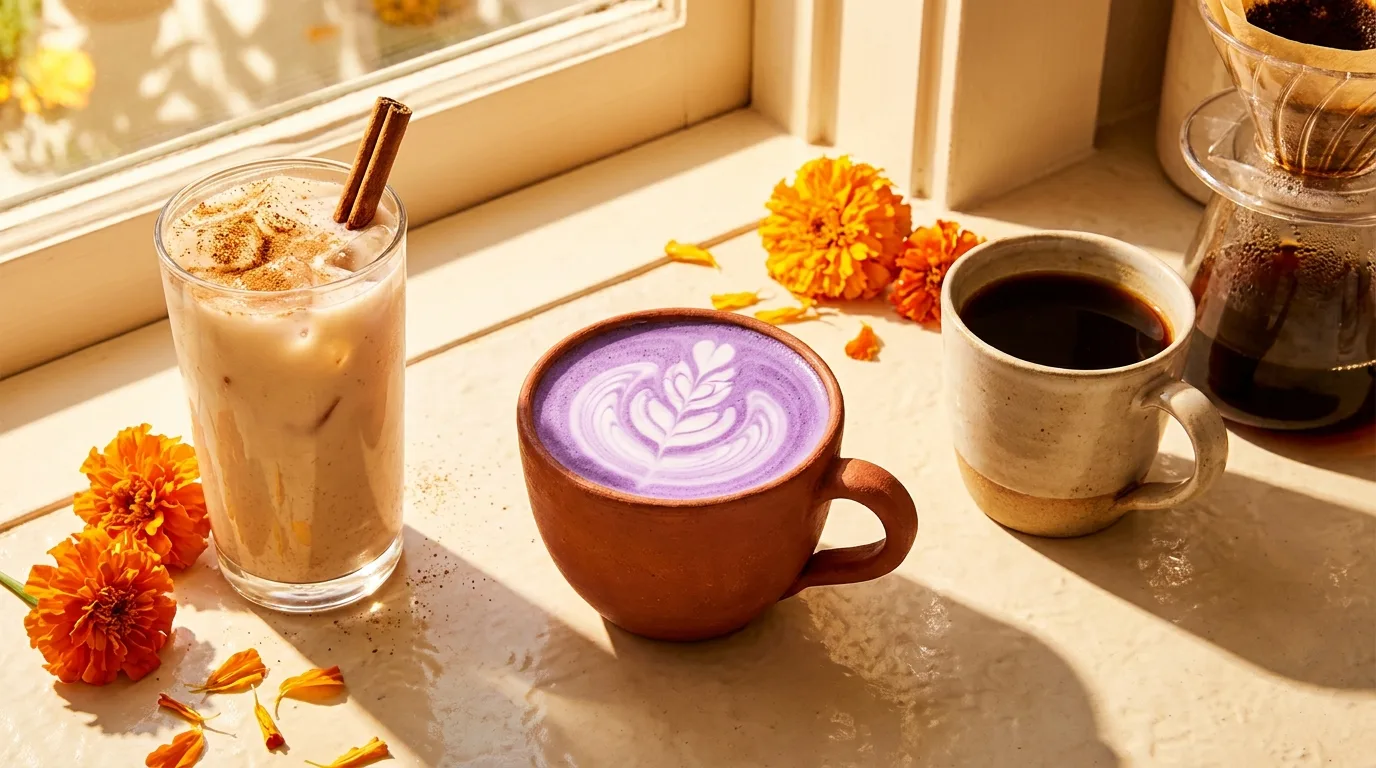 Ube latte, horchata and pour-over coffee